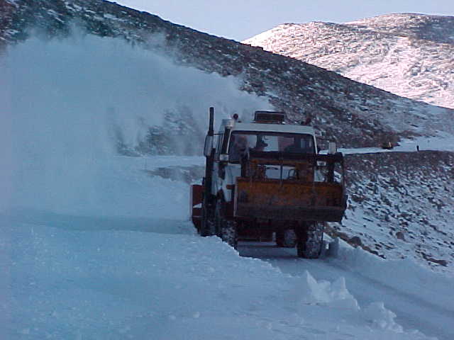 The snowcutter makes a clear path.